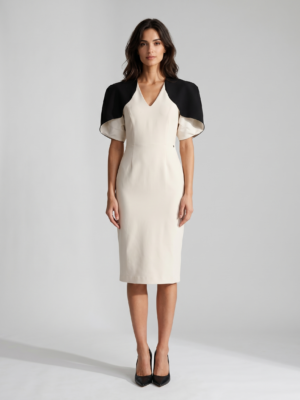 Ženska TIFFANY Midi haljina sa kontrastnim rukavima 1206