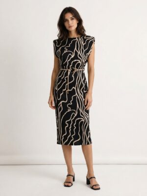 Ženska TIFFANY Viskozna haljina sa naglašenim ramenima 1187